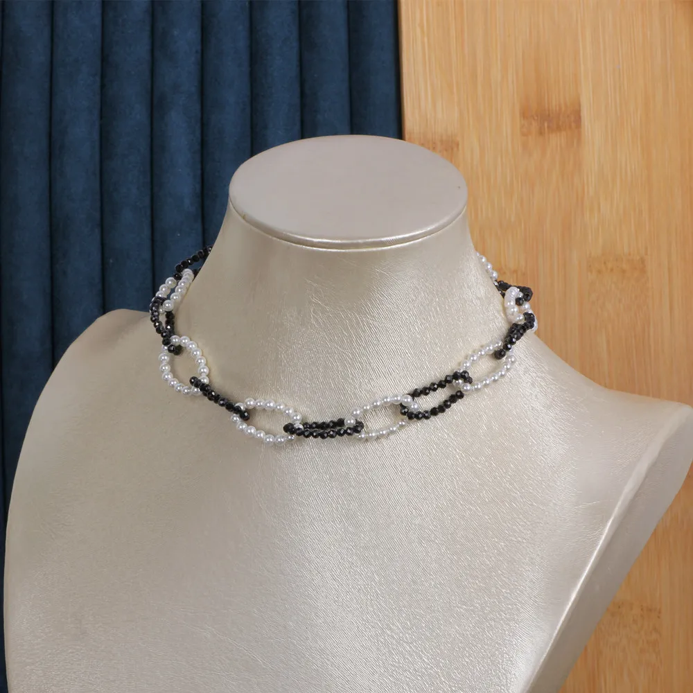 Natural Real White Pearl And Black Spinel Choker Necklace Women Jewelry Nice - £38.11 GBP