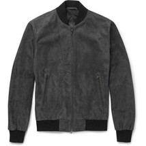 Gray Leather Jacket Men Pure Suede Flight/Bomber Size S M L XL XXL Custom Made - £117.95 GBP
