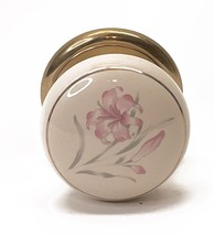 Porcelain Cream Beige Wardrobe Pantry Door Knob Brass Tone Pink Flower V... - £11.84 GBP