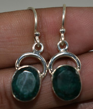 925 Sterling Silver Emerald, Ruby, Sapphire Dangle Earrings Women Gift - £30.44 GBP+
