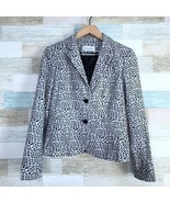 Calvin Klein Leopard Print Blazer White Black 2 Button Animal Lined Wome... - $34.64