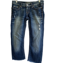 BKE Sabrina Stretch Denim Women Jeans  26 Cropped Low Rise Dark Distressed - $10.79