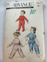 Vtg 1950&#39;s ADVANCE Child&#39;s Two Piece Sleeper Pajamas Pattern 7813 Size 2... - $14.84
