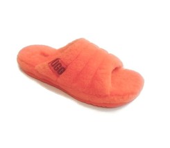 UGG Fluff You Sheepskin Slip On Slide Slippers Mens Sz 12 Hazard Orange 1117473 - £56.86 GBP