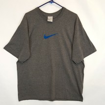 Vtg Nike Velvet Velour Big Blue Swoosh Logo T Shirt Heather Grey Cotton ... - $37.69