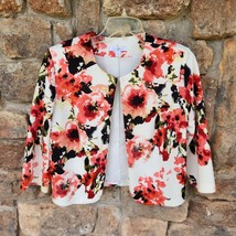 Floral Print Open Front Blazer Jacket with Shoulder Pads By Roz &amp; Ali S - $380.79 MXN