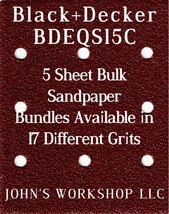 Black+Decker BDEQS15C - 1/4 Sheet - 17 Grits - No-Slip - 5 Sandpaper Bulk Bdls - £3.99 GBP