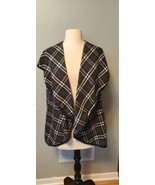 Mud Pie Vest Womens One Size Nova Check Wool Blend Plaid Gray Cardigan L... - $281.87 MXN