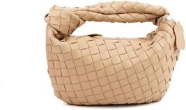 Tan 10 x 7 Inch Vegan Leather Womens Woven Knotted Clutch Purse Handbag - $63.70