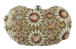 Sondra Roberts Sophisticated Crochet Jewel Beaded Rich Bronze Evening Cl... - £40.01 GBP