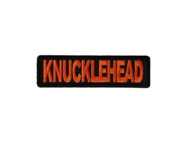 KNUCKLEHEAD Orange on Black 3.5&quot; x 1&quot; iron on patch (1406) Biker (AA) - £4.59 GBP