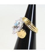 Fashion Gold Tone Ring with Cubic Zirconia Diamond Size 10 1/2 - €7,67 EUR