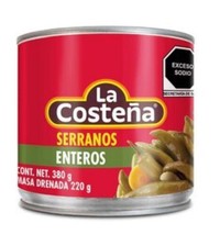 6X La Costena Serrano Entero / Whole Serrano Peppers - 6 Cans Of 380g Each - $34.82