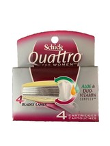 Schick Quattro Women Aloe &amp; Duo-Vitamin Complex 4 Cartridges New Hard To... - £19.12 GBP