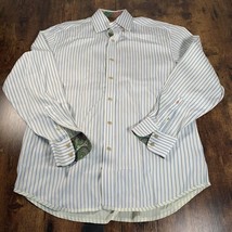 Robert Graham Shirt Mens XL Blue Stripes Button Front LS Flip Cuff/Collar - $24.74