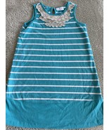 Hanna Andersson Girls Teal White Striped Lace A Line Sleeveless Dress 6-... - €12,67 EUR