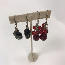 Vtg Earrings Lot Of 2 Glass Bead 70s Mod Statement colorful Hippie Boho ... - £15.52 GBP