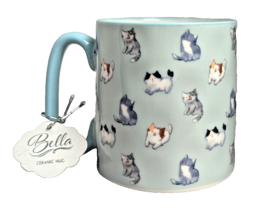 10 Strawberry Street Bella Catface Blue Coffee Mug Cat Print 16-oz Gift ... - $18.97
