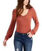 MSRP $29 Self Esteem Juniors&#39; Balloon-Sleeve Cozy Bodysuit Brown Size XL - $257.56 MXN
