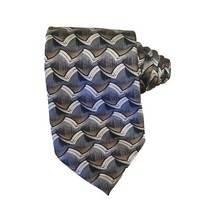 CARLOS DEVENEZIA hand made Men&#39;s Neck Tie 100% Silk Geometric Brown gray tan - £7.57 GBP