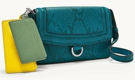 Fossil Millie Leather Crossbody Pouches Blue Python SLG1428983 NWT $138 MSRP FS - £66.46 GBP