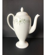 A green floral with a platinum trim rim, 11.5cm high coffee pot for 5 cu... - $81.90