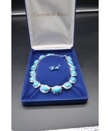 Camrose Kross Jackie Kennedy Faux Turquoise Statement Necklace &amp; 925 Ear... - $210.50 CAD