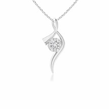 ANGARA Natural Diamond Ribbon Pendant Necklace in 14K Gold (HSI2, 0.25 Ctw) - £689.79 GBP