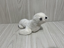 Dakin vintage seal pup white Plush 1976 shredded clippings nutshells 9&quot; - £7.11 GBP