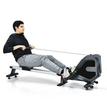 Folding Magnetic Rowing Machine W/Monitor Aluminum Rail 8 Adjustable Res... - $397.83