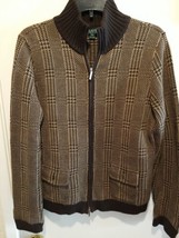 Lauren Ralph Lauren Vintage Brown Beige Zip Birdseye Cardigan Sweater Men&#39;s L - £45.73 GBP