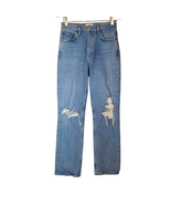 Agolde Womens 24 Wilder Jeans Blue Distressed Medium Wash High Rise Zip ... - £19.17 GBP