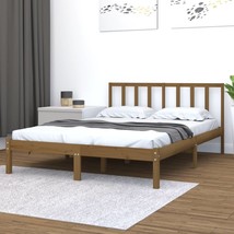 Bed Frame Honey Brown Solid Wood Pine 150x200 cm King Size - £105.00 GBP