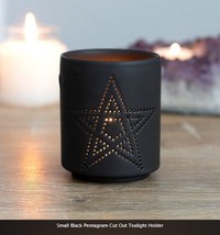 Small Black Pentagram Cut Out Tealight Holder H7cm W6cm D6cm ceramic - $11.63