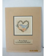 MATTED ART PRINT BLUEBIRD INSIDE HEART TITLED A TRUE FRIEND IS A TREASUR... - £7.92 GBP
