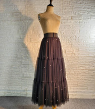 Dusty Blue A-line Layered Tulle Skirt Women Custom Plus Size Tulle Maxi Skirt image 11