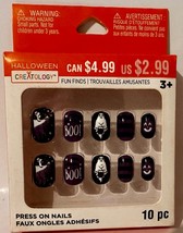 Creatology Halloween Press On Nails BOO Purple &amp; Black Colors NEW ~ Nail Treat! - £2.92 GBP