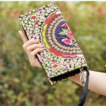 Small Embroidered purse Mobile Phone Wallet Lady Nation Style Boho Ethnic Embroi - £16.74 GBP