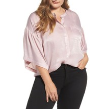 NWT Women Plus Size 1X Nordstrom Vince Camuto Bell Sleeve Rumpled Satin Blouse - £23.55 GBP