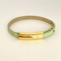 Mint Green Leatherette Vegan Leather Gold Tone Adjustable Size Bracelet 7.3&quot; - £5.45 GBP
