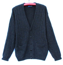 Vintage Towncraft Gray Cardigan Sweater Mens Size Large Grunge Grandpa Vintage - £18.77 GBP