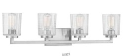 Westlyn 4-Light Brushed Nickel Vanity Light with Clear Optic Glass Shades - £70.61 GBP