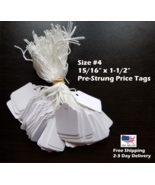 1000 Blank White Merchandise Price Tags with Strings Size #4 Retail Stru... - $20.00