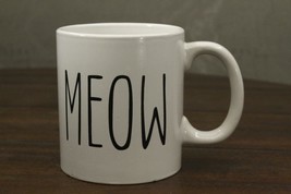 Modern Coffee Mug Kitty Cat MEOW White &amp; Black Signed With Whiskers on t... - £8.93 GBP