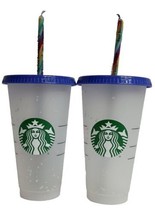 2X Starbucks Confetti Color Changing 2020 Reusable 24oz Tumbler With Straw - £22.50 GBP