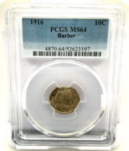 1916 Barber Dime 10C Graded by PCGS as MS64 - $445.98
