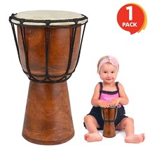 8 Inch Mini Wooden Toy Drum - Rustic Brown Wood And Design - Fun Musical Instrum - £31.63 GBP