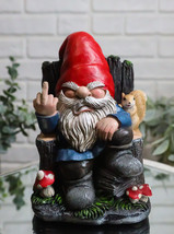 Get Out! Rude Mean Gnome Dwarf And Squirrel On Chair Flipping The Bird F... - $27.99