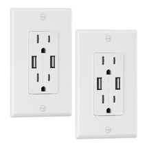 2-Pack USB Outlet Receptacle, 2 High Speed USB Ports(3.4A Total), 15A - £27.19 GBP