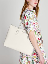 NWB Kate Spade All Day Large Zip Tote White Leather Laptop PXR00387 Gift Bag FS - £122.65 GBP